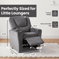 thumbnail image 3 of Naomi Home Suri Kids Recliner Chair for Toddlers Ages 3–5, Adjustable Reclining Chair for Kids with Push-Back Recline, Cup Holder, Footrest, Solid Hardwood Frame, 150 lb Capacity, Gray, 3 of 10