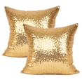 thumbnail image 1 of Funda de almohada decorativa YOUR SMILE, 50 x 50 cm, con lentejuelas doradas, paquete de 2, 1 of 7