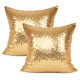thumbnail image 1 of Fundas de almohada decorativas YOUR SMILE con lentejuelas doradas satinadas, 45 x 45 cm, 1 of 7