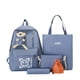 thumbnail image 1 of 4pcs Oso Decor Gran Capacidad Mochila Tote Bolsa Estuche Para Lápices Set, Lona Duradera Ligera Mochila Escolar, Moda Viaje Bolsa De Comuter, 1 of 4