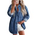 thumbnail image 1 of Blusa Astylish Ashleigh Blue Denim con cuello en V para mujer, 1 of 6