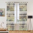 thumbnail image 2 of Kitchen Curtains 84 Inch Length 2 Panels, Farmhouse Grommets Window Treatment Curtain, Rustic Green Brown Wood Grain Mottled Thermal Curtains Drapes for Living Room/Bathroom, 2 of 9