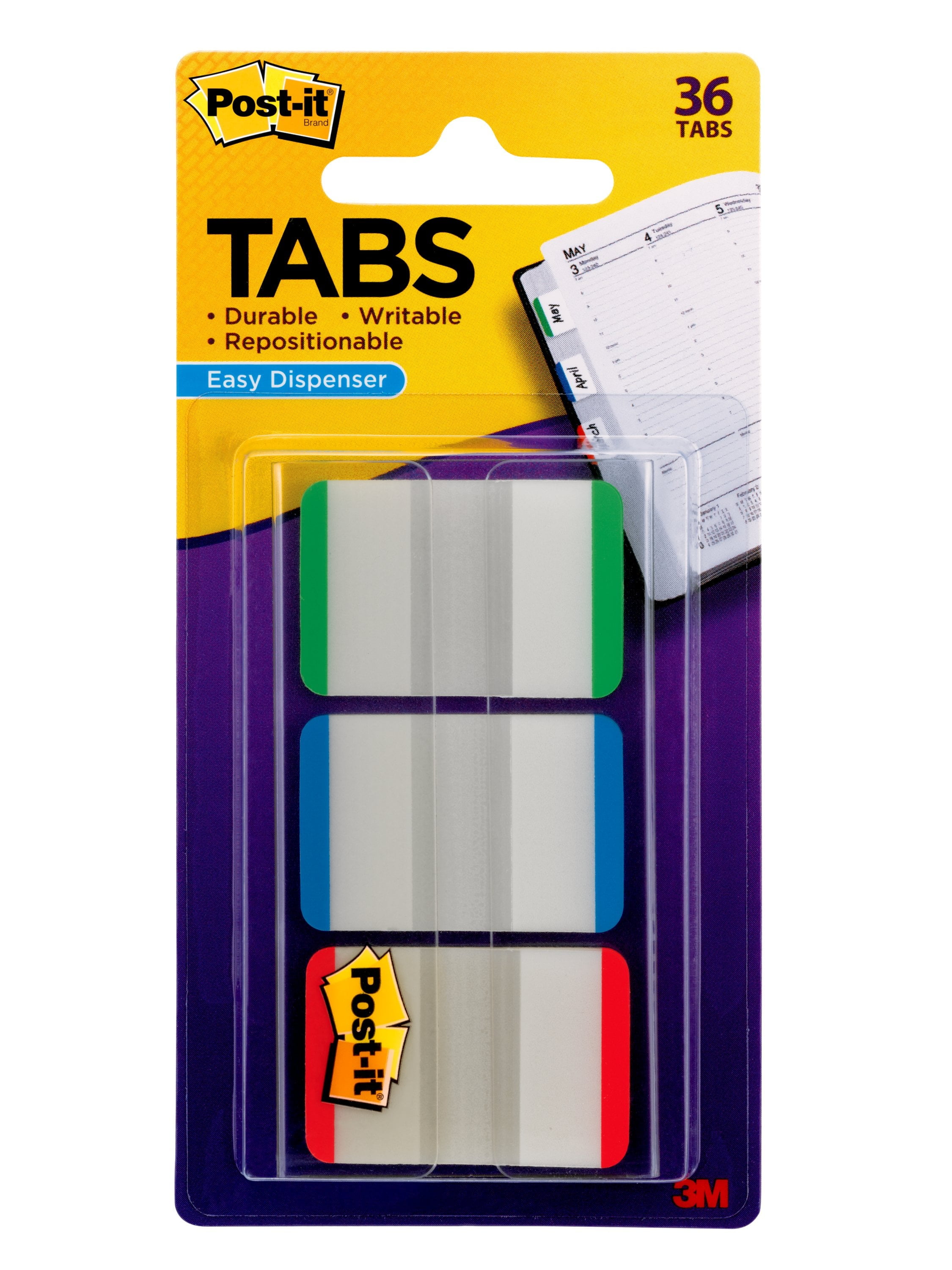 1 in 114 Tabs/Pack, Post-it Tabs Value Pack Assorted Primary Colors Writable and 2 in Repositionable 686-VAD2 Sticks Securely Removes Cleanly Sizes Durable 