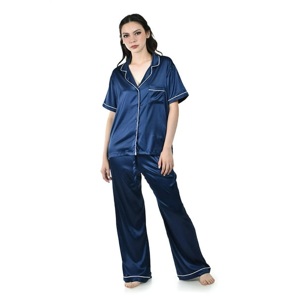 Pijama satinada Roman Fashion /Juvenil, 463 (Azul marino) azul marino M