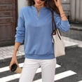 thumbnail image 6 of Warop Womans Mock Neck Pullover, Half Zip Long Sleeve Solid Top, Relaxed Fit Casual Sweater for Daily Lounge Outing, 6 of 9