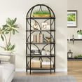 thumbnail image 1 of Tribesigns 74.4 Inches Tall Etagere Bookcase, 5 Tiers Arched Freestanding Bookshelf, Gray, 1 of 5