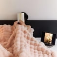 thumbnail image 5 of AUQ Bunny Blanket for Adults,Cozy Plush Blankets for Women,Soft Fuzzy Faux Fur Throw Blankets,Bubble Throw Set for Couch,Chair,Bed,Sofa, 5 of 7