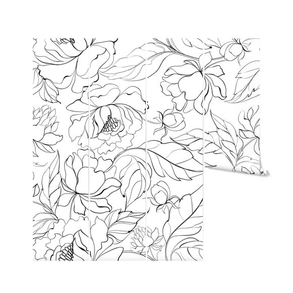 Papier Peint Floral Noir Moderne