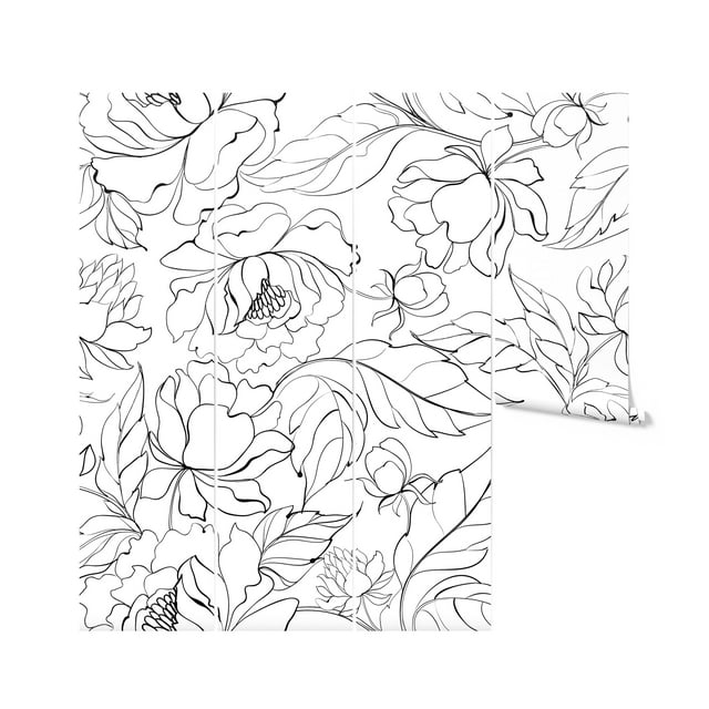 Papier Peint Floral Noir Moderne