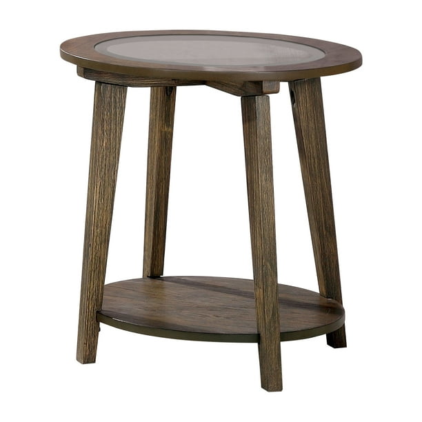Furniture Of America Axton Mid Century Glass Top End Table Dark Oak Com - Dark Oak Round End Table Furniture Of America Axton Mid Century Glass Top End Table Dark Oak Com - Dark Oak Round End Table