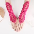 thumbnail image 2 of MEICHEN Women's Solid Color Fingerless Gloves Elegant Lace Hollow Out Sequin Decor Gloves for Wedding Party, 2 of 4