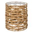 thumbnail image 3 of JONATHAN Y Malaya 16" Bohemian Coastal Handwoven Water Hyacinth Open Weave Round End Table with Glass Top, Natural, TBL2508A, 3 of 6