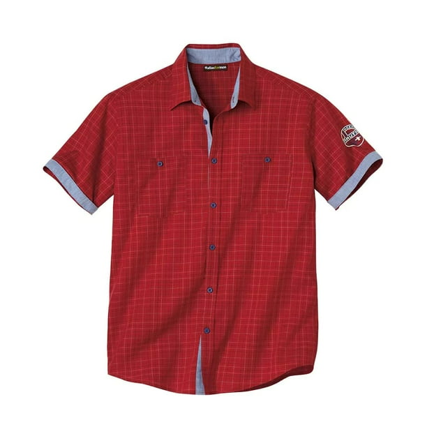 Atlas For Men - Camisa Náutica de Popelina para Hombre (Rojo)