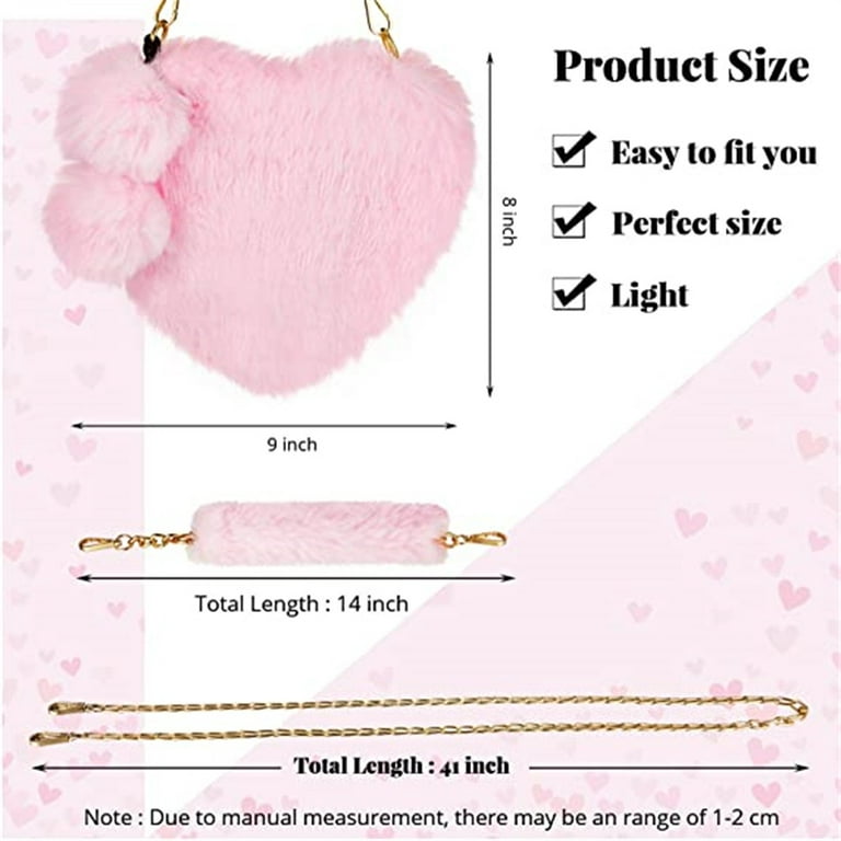 Pink Glitter Heart Shaped Crossbody Chain Bag Cute Clutch Purses
