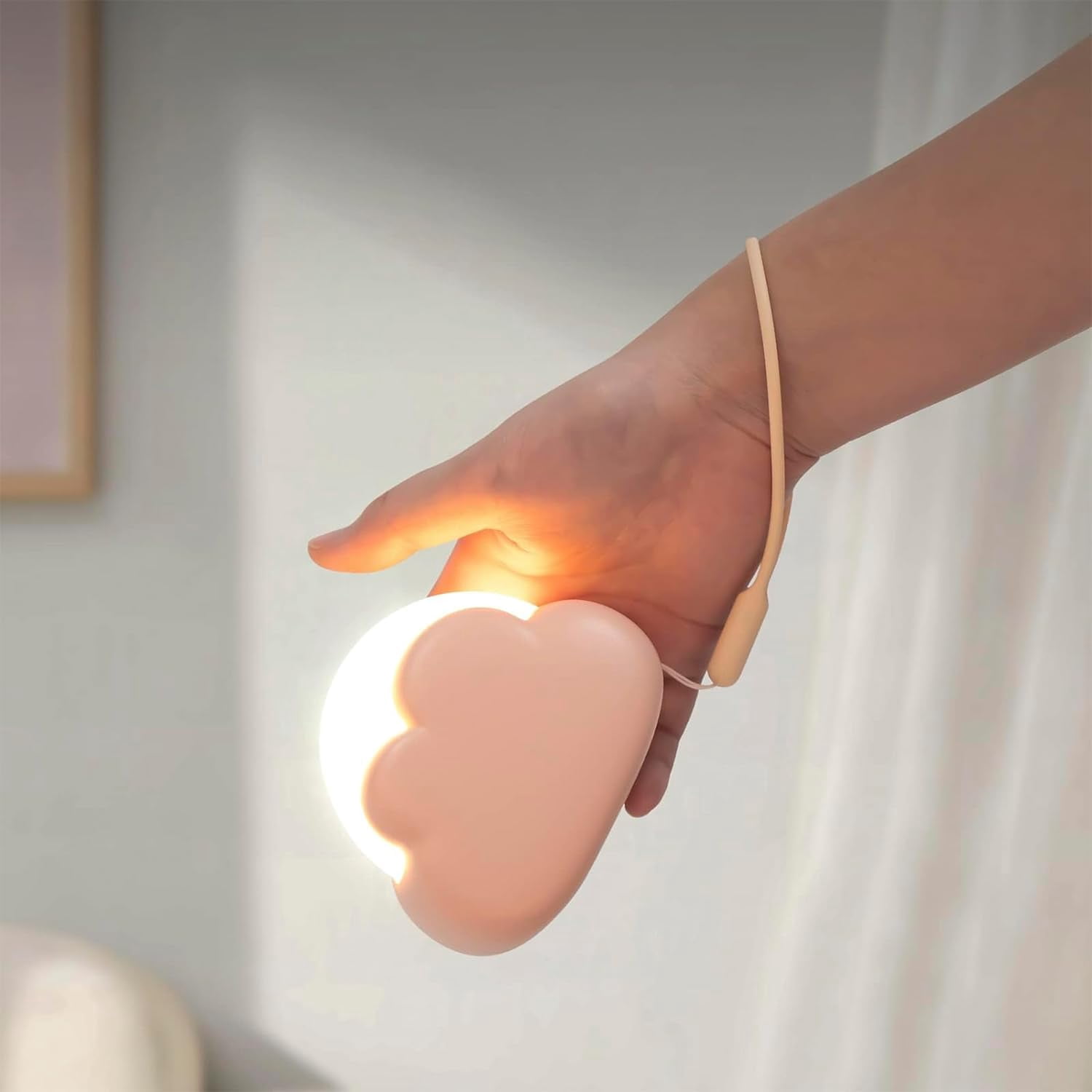 LINLIN Cute Cloud Night Light, Baby Night Light Kids Lamp for Bedroom, Portable USB Rechargeable Kid LED Dimmable Nightlight, Adjustable Bedside Lamp with Warm and White Light
