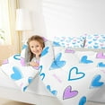 thumbnail image 4 of Manfei Dreamy Love Heart Queen Comforter Set for Kids, Blue Purple Bedding Sets, Cartoon Princess Theme Reversible Bedding Comforter Set, Microfiber Bedroom Decor, 3 Pieces, 4 of 8