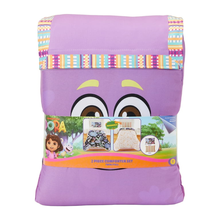 dora♡ Dora Kids 2 Piece Blue Pink Floral Reversible Comforter and