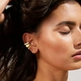 thumbnail image 2 of Yomhary 3Pcs Chunky Ear Cuffs Non Piercing for Women - Dainty 14K Gold Plated ,Trendy Cubic Zirconia, 2 of 4
