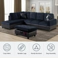thumbnail image 5 of PonLiving Sectional Sofa, 3 Piece Living Room Couch with Storage Ottoman, Left Facing Chaise, Dark Blue, 5 of 7