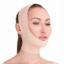 Post Surgical Chin Strap Bandage for Women - Neck and Chin Compression Garment Wrap - Face Slimmer, Jowl Tightening (Beige, S)