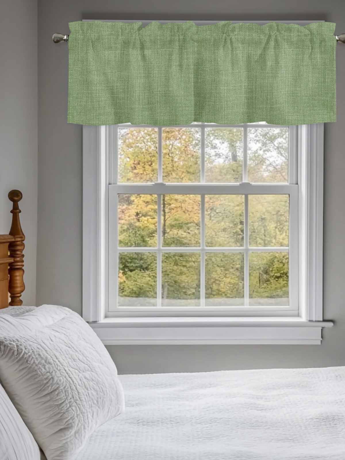 Valances for Windows Sage Green Linen Rod Pocket Cafe Window Treatments Valance Curtains for Kitchen Bathroom Laundry Basement Windows 60"x18"