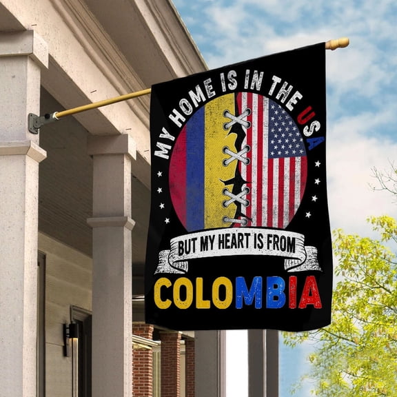 Flag-Made in America with Colombian Parts Colombia U.S.A Friendship American Flag Patriotic House Flag, Double-Sided Decorative Outdoor Flag, Patriotic Polyester Yard Flag 29.5 x 39.5 in