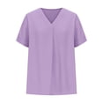 thumbnail image 7 of ClodeEU Women's Summer V Neck Short Sleeve T-Shirt ,Solid Color Loose Fit Casual Top Purple,Womens Plus XXL, 7 of 7