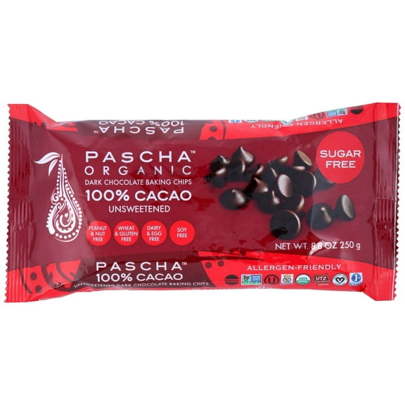 Pascha Chocolate Chips Dark Unsweetened, 8.8 Oz