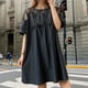 thumbnail image 2 of Vestido camisero plisado con botones de color liso para mujer - Corte holgado, diseño estilizante - Tallas M-XXXL, 2 of 7
