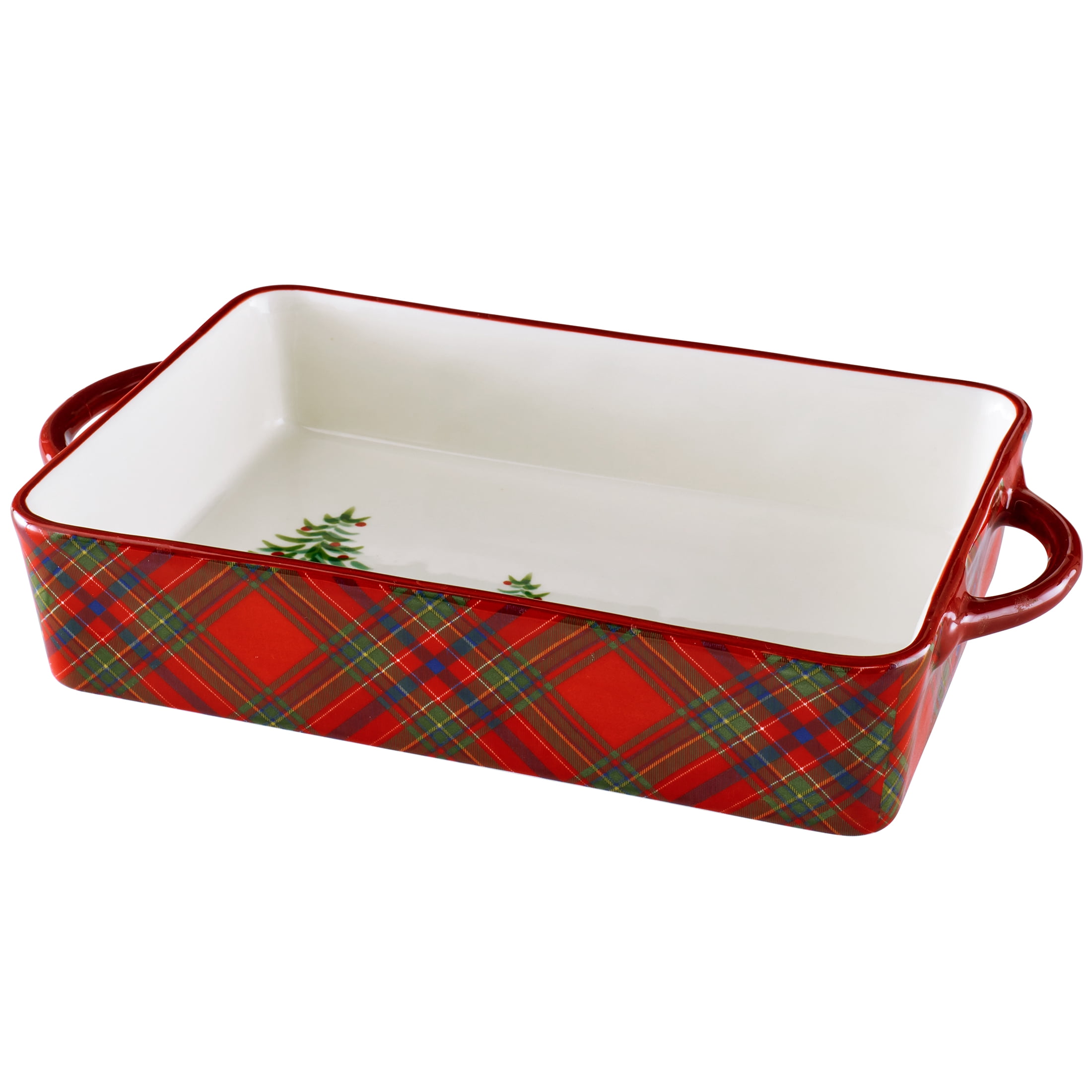 Better Homes & Gardens Holiday Plaid Stoneware Rectangular Baking Dish, 7" x 11"