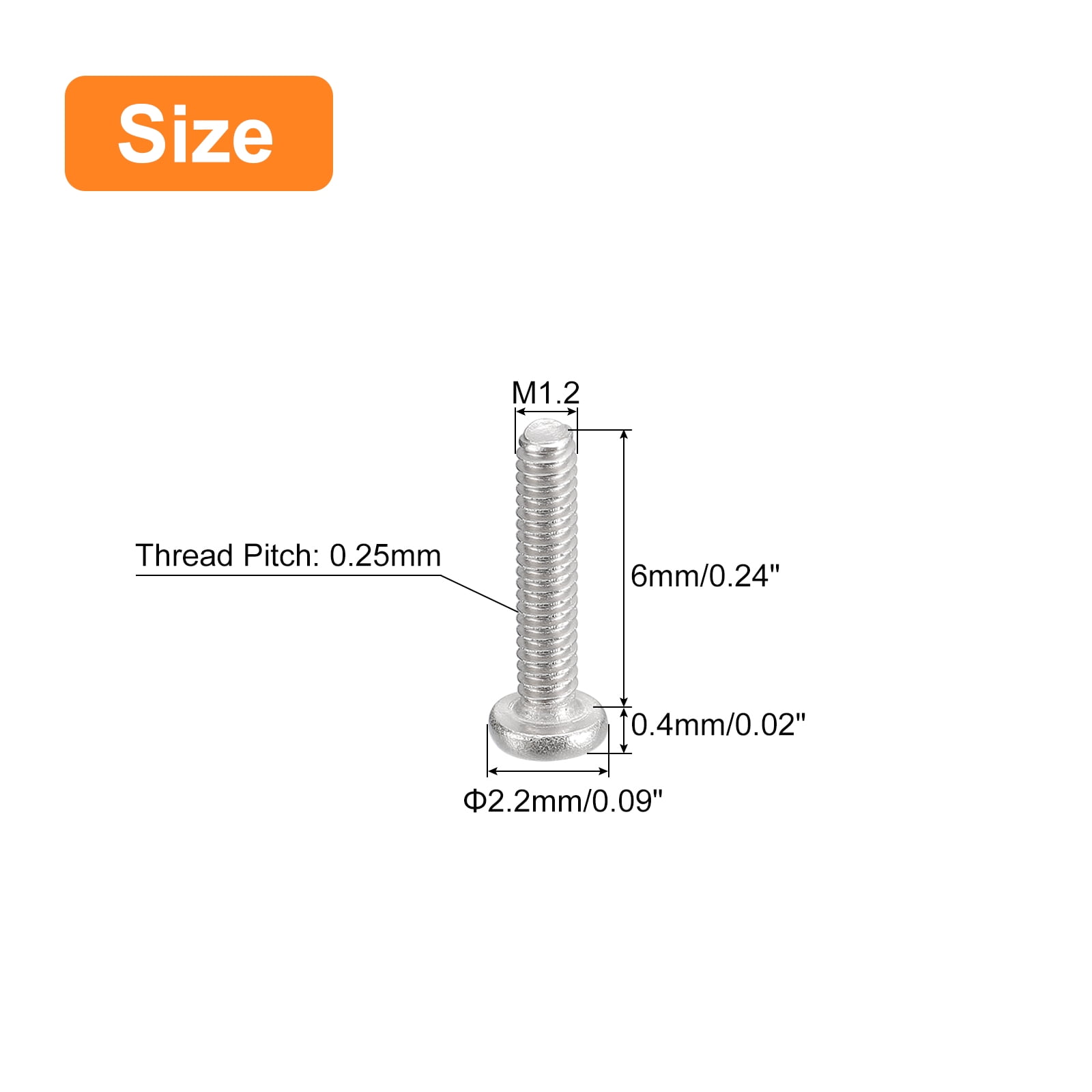 Unique Bargains Flat Round Head Phillips Drive Machine Screws Silver Tone M1.2-0.25 x 6mm