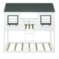 thumbnail image 6 of Miekor Furniture Twin Over Twin Bunk Bed Wood Bed with Roof, Window, Guardrail, Ladder (White) AAK-1, 6 of 9