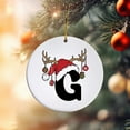 thumbnail image 6 of Black 26 Letter Christmas Tree Hanging Pendant with Reindeer Antler Decorative Balls Santa Hat 3.15" White Acrylic Discs Alphabet Keepsake for Holiday Xmas Winter Decor, 6 of 9