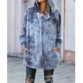 thumbnail image 4 of Women's Blue Tie Dye Soft Fleece Hooded Open Front Coat, 4 of 10