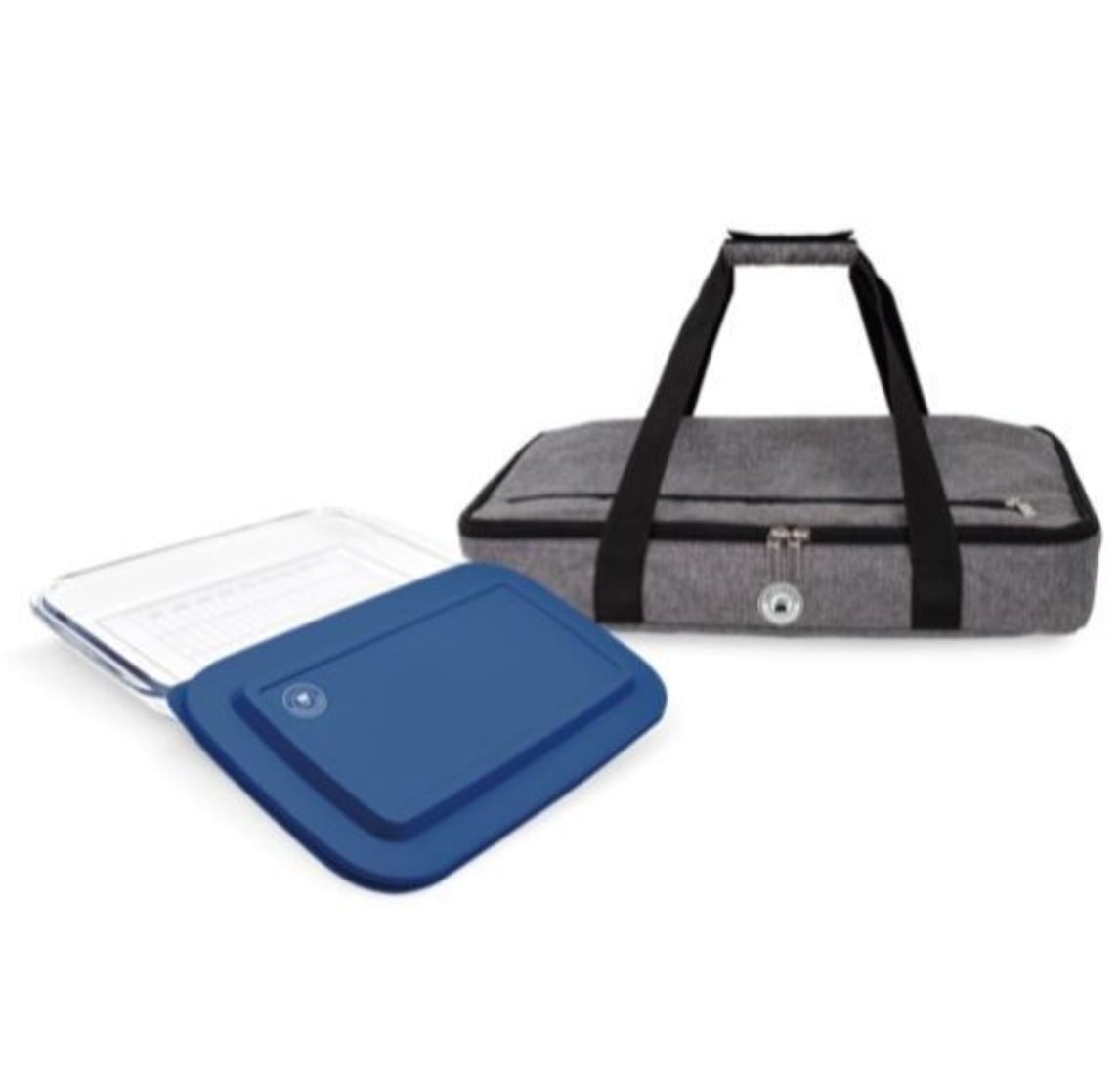 Le Regalo 5-Piece Take And Bake Set - 2 Glass Casseroles With Lids & Insulated Bag, Oven/Microwave Safe