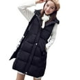 thumbnail image 2 of FDGIU Women's Long Puffer Vest - Sleeveless Hooded Quilted Zip Up, Lightweight Warm Winter Trendy Jacket, 2 of 5