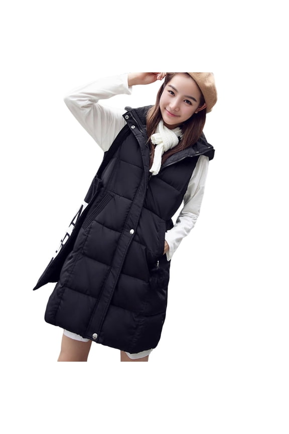Womens Vests Outerwear, Womens Winter Coats, Fashion Plus Size Hoodie Waistcoat Gilet Tank Jacket Coat Sleeveless Parkas