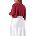 thumbnail image 4 of DARING DIVA Plus Size Long Sleeve Cropped Cardigans Shrugs Bolero 2X Burgundy, 4 of 6
