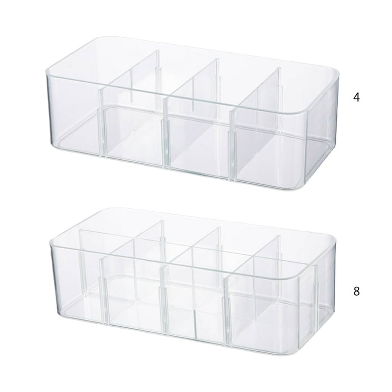 Hudgan Set of 8 Stackable Organizer Bins, Straight Sides Plastic Storage Containers for Pantry Organization and Kitchen Storage Bins, Acrylic Clear
