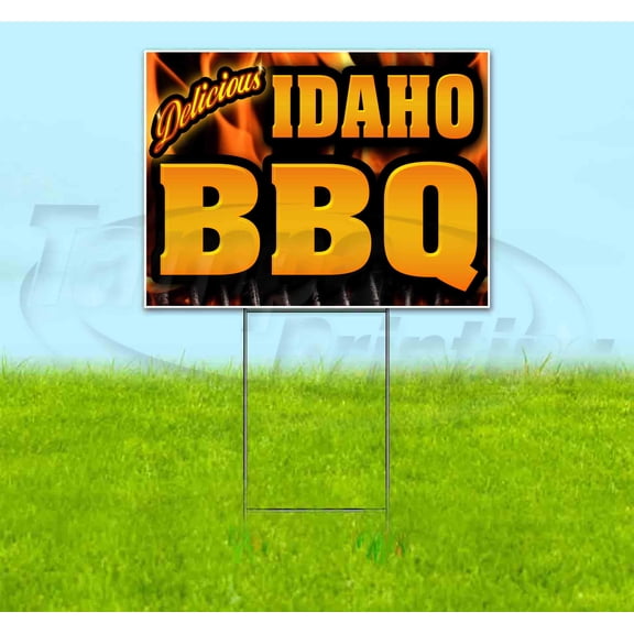 Idaho BBQ (18" x 24") Yard Sign, Includes Metal Step Stake