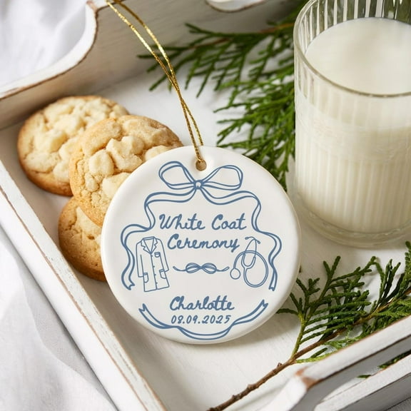 Custom White Coat Ceremony Ornament, Coquette White Coat Party Gift, Personalized Medical School Acceptance, Cute Future Doctor Gift for Her