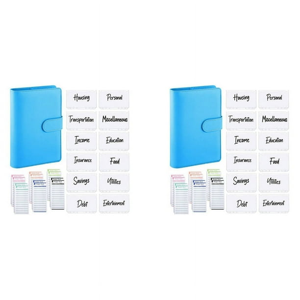 50 Piezas Juego de Carpetas EconóMicas de A6 PU, Carpeta de Planificador Personal Cubierta de Carpeta para de Sobres En Efectivo para Ahorrar Dinero, Color Azul