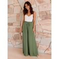 thumbnail image 4 of Womens Tie Waist Wide Leg Summer Pants with Drapery Casual Trousers Comfortable and Chic Wear Green M, 4 of 9
