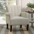 thumbnail image 2 of Upholstered Chairs, Polyester Armchair Club Chair with Rivet Tufted Scroll Arm, Tufted Accent Chair, for Bedroom and Living Room,Cream, 2 of 7