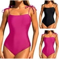 thumbnail image 1 of Sentmoon Womens Swimsuits One Piece Spaghetti Strap Plus Size Womens Swimsuits Bikini Ladies' Solid Color Bikini with Lace Up Backless Fashion Swimsuit Fashion for Surfing & Water Sports L, 1 of 8