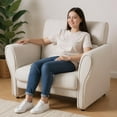 thumbnail image 5 of Modern Accent Chair, Upholstered Furry Sherpa Boucle Reading Armchair, Mid-Century Lounge Single Sofa for Bedroom, Living Room, Home Office - Ivory, 5 of 6