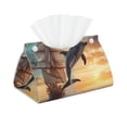 thumbnail image 2 of Lsque Sailing Dancing Dolphin Printed Long Tissue Box Cover Holder, Facial Paper Organizer Dispenser,Triangle with Bottom Belt, PVC Leather Decorative Organizer, 2 of 9