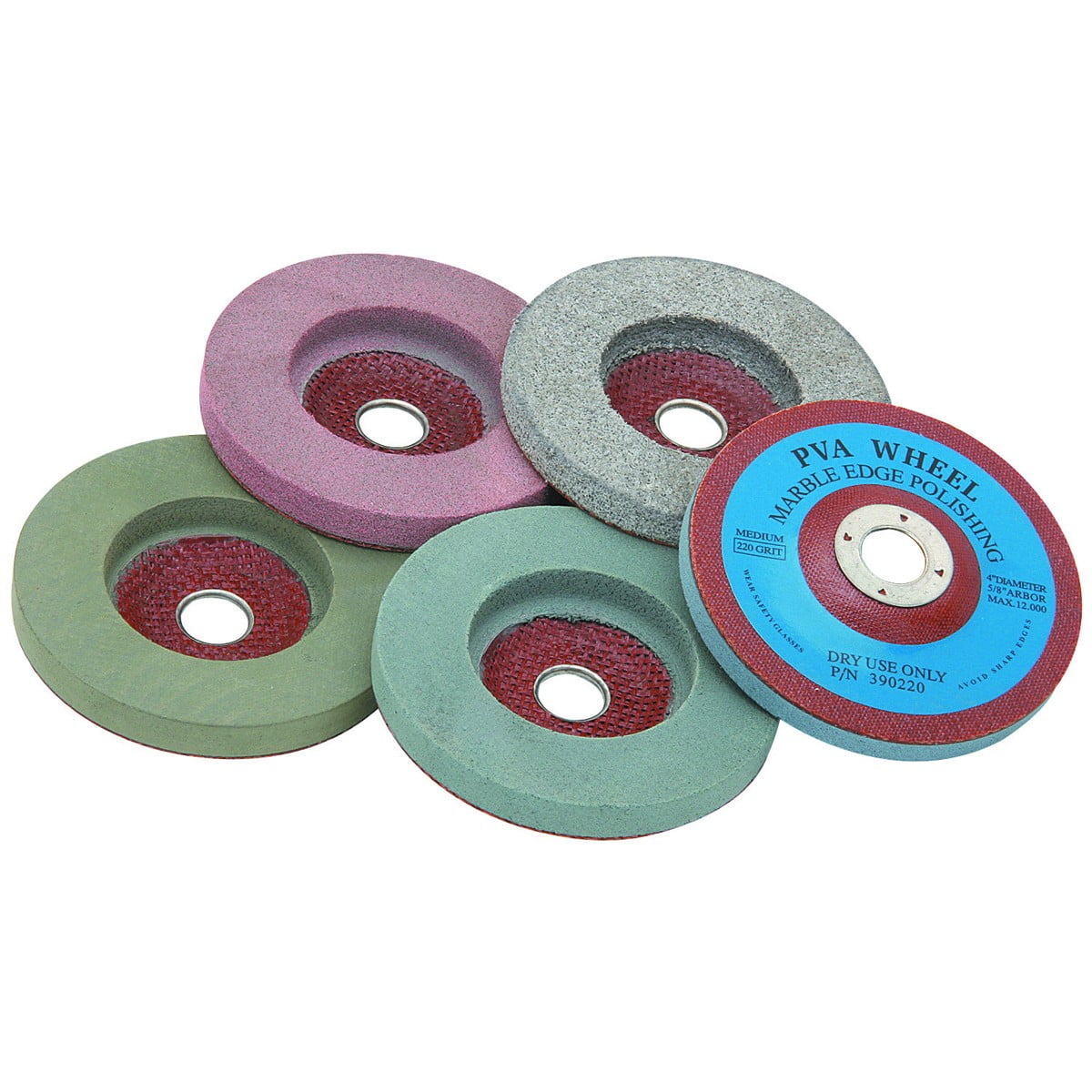 Warrior® 4 in. Polishing Wheel Set 5 Pc Silicon carbide Abrasive Color coded