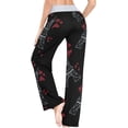 thumbnail image 5 of Women's Eiffel Tower Heart Black Pajama Pants, Casual Pajama Bottoms Lounge Pants Wide Leg, 5 of 7
