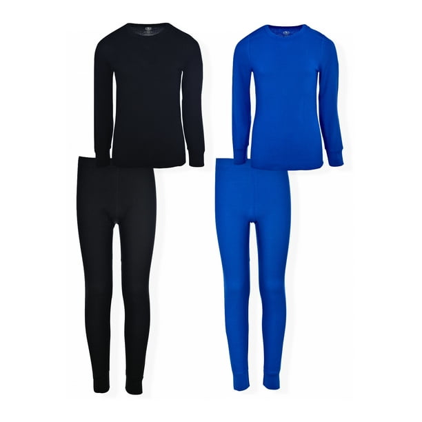 Two Pack of Athletic Works Boys' Long Sleeve Top and Pant Thermal Underwear  Set 